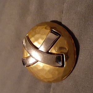 Round Gold & Silver Plated Brooch. 2" (L4 116)